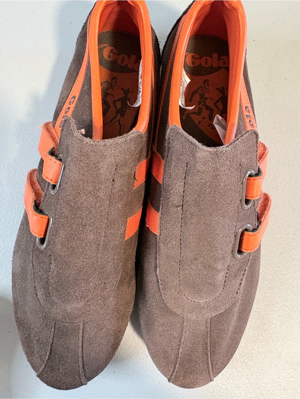 Gola Retro Suede Double Strap Sneakers Brown Orange Trainers Women’s US 6 - Picture 9 of 12